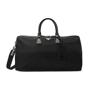 Prada Re Nylon Saffiano Leather Duffel Bag Black